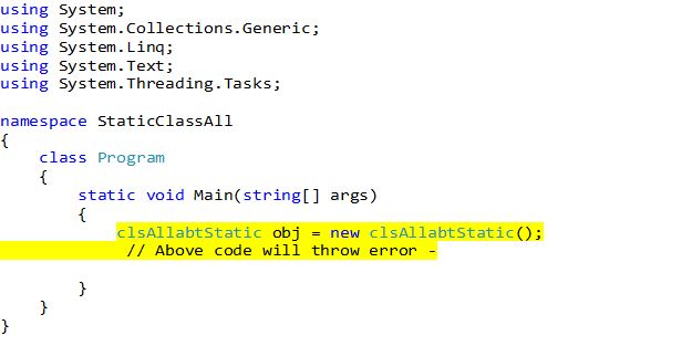 create instance of static class